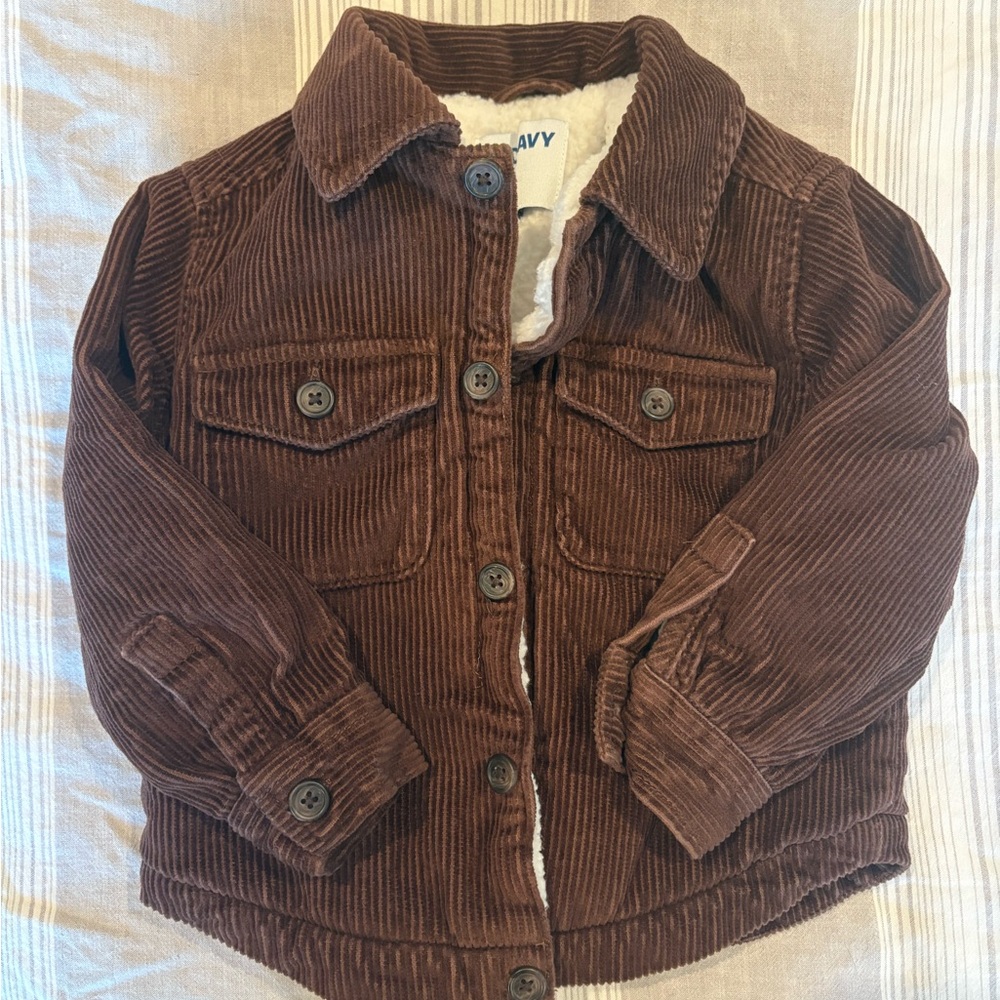 Old Navy Chocolate Corduroy Jacket with Sherpa Lining